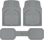 Motor Trend 943-GR FlexTough Defender Car Floor Mats -Next Generation Deep Dish Heavy Duty Contour Liners for Car SUV Truck & Van-All Weather Protection, Trim to Fit Most Vehicles Gray