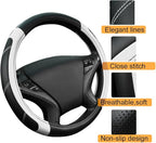 CAR PASS Line Rider Microfiber Leather Sporty Steering Wheel Cover Universal Fits for 95% Truck,SUV,Cars,14.5-15inch Anti-Sli