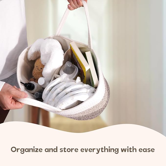 luxury little Diaper Caddy Organizer, Large Cotton Rope Nursery Baby Basket, Changing Table Organizer for Baby Diaper Storage