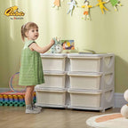 Qaba 3 Tier Kids Storage Unit, Toy Organizers and Storage with 6 Drawer Chest for Kids Bedroom Nursery Kindergarten Living Ro