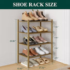 Smiry Small Bamboo Shoe Rack 4-Tier, Stackable Wooden Shoe Organizer for Entryway & Closet, Free Standing Wood Shoe Storage S