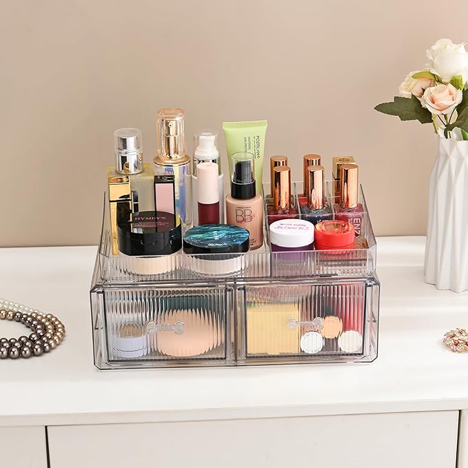 ZHIAI stackable storage drawer, cosmetic acrylic storage box, cosmetics and beauty product storage organizer, suitable for ma