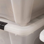 IRIS USA 32 Qt Stackable Plastic Storage Bins with Lids, 6 Pack - BPA-Free, Made in USA - Discreet Organizing Solution, Latch