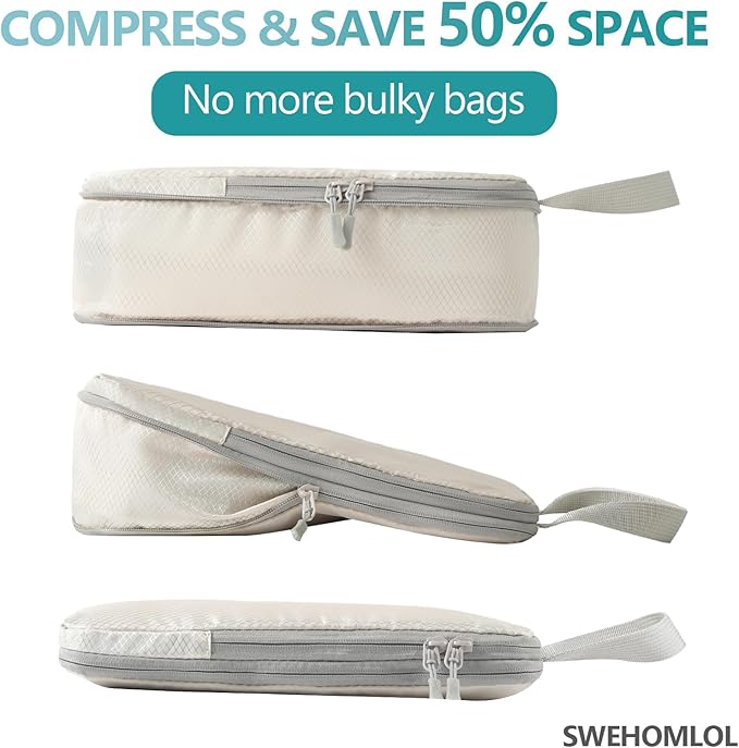 Compression Packing Cubes for Travel, 4 Set Expandable Packing Organizers, Lightweight Luggage Organizer Bags, Travel Essenti
