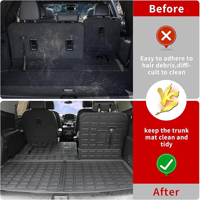 Floor Mats Compatible with 2018-2023 (Fit 2024 Traverse Limited) Chevrolet Traverse Cargo Liner Mat Back Seat Cover 7 Seat 2023 Chevy Traverse Accessories (Trunk Mat+Backrest Mats+Floor Mats)
