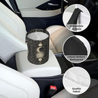 Vintage Sun Moon Stars Car Trash Can Collapsible Garbage Can,Hanging Trash Bag Water Proof with Suitable for Storage for Car Interiors,Home