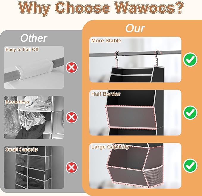 Hanging Closet Organizer 4 Shelf Collapsible Bedroom Closet Organizers and Storage Hanging with Mesh Pocket for Clothes, Clos