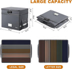 DocSafe File Box with Lock,Multi-Layer Fireproof Document Box Collapsible File Storage Organizer with Pockets/Handle,Large Po