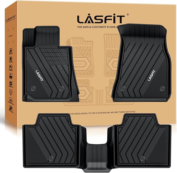 LASFIT Floor Mats 2019-2024 2025 2026 for BMW 3 Series G20 3 Series 330i 330e M3 M340i Accessories Sedan Only, Custom Fit TPE All Weather Car Liners 1st & 2nd Row Full Set, Black(NOT for GT & 2 Door)
