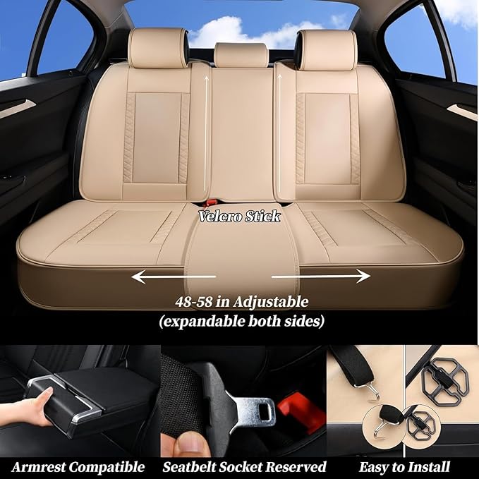 Coverado 9912 Car Seat Covers Full Set, Front Seat Cover and Back Seat Covers for Cars, Faux Leather Waterproof Seat Covers, 