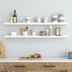Picture Ledge Shelf for Wall, 48 inch Solid Pine Wood Nursery Book Shelves 2 Packs, Floating Ledge Shelves for Kids' Room Bed