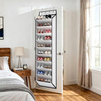 KEEPJOY 10 Tiers White Over Door Shoe Organizer Storage, Hanging Shoe Holder for Door with Large Deep Pockets, Fit 20-30 Pair