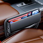 upra Car Seat Gap Organizer with Card Slots & Bonus Eyeglass Holder – Universal Fit, Premium Leather, No More Dropped Items Great Gift for Drivers (Black)