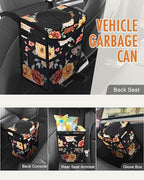 Car Trash Can with Lid, Cute Leakproof Car Trash Garbage Bag Hanging Vehicle Trash Bin Small Portable Automotive Garbage Cans Organizer for Back/Front Seat/Console(2.8 Gallons,Rose)