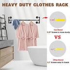 Wall Mounted Clothes Rack - 54" Industrial Pipe Clothing Garment Rack, Space-Saving Heavy Duty Detachable Black Iron Clothes 