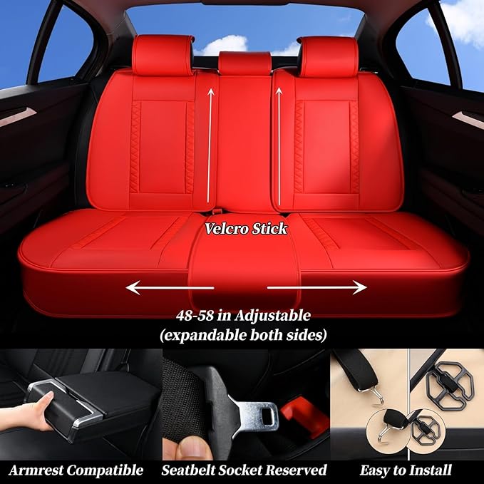 Coverado Car Seat Covers Full Set, Front Seat Cover and Back Seat Covers for Cars, Faux Leather Waterproof Seat Covers, Car S