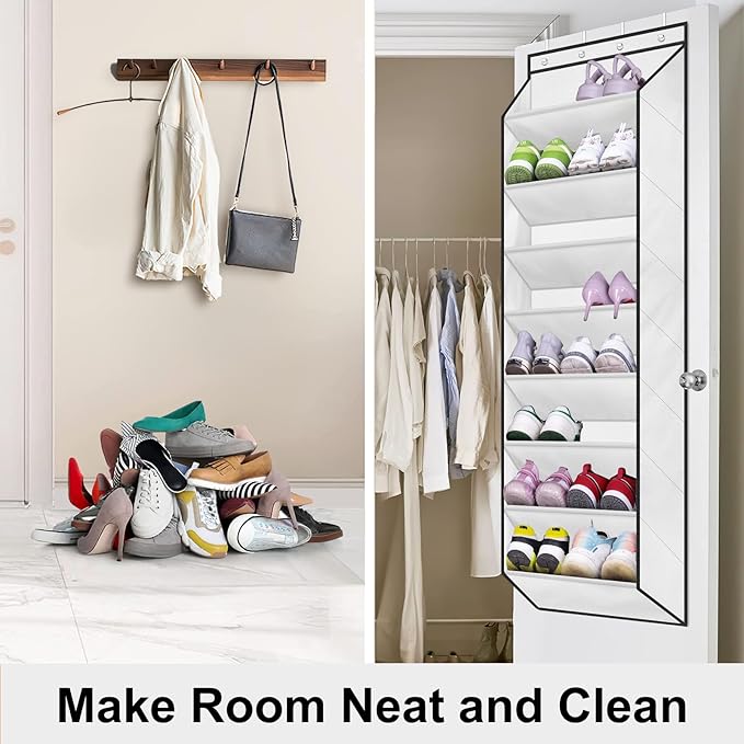 SLEEPING LAMB Over The Door Shoe Organizer for Closet, Kids Sneaker Storage for Hanging Shoe Rack for Door with Large Deep Po
