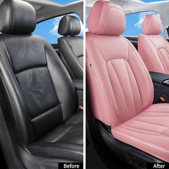 Pink Seat Covers for Cars,Front Seats Universal Fit for SUV, Sedans and Trucks,Waterproof Breathable Full Wrapping Edge Seat 