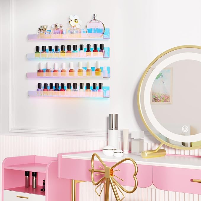 upsimples Acrylic Shelves for Wall Decor, 15" Display Shelf for Perfume, Skincare, Nail Polish, Wall Organizer for Bathroom, 