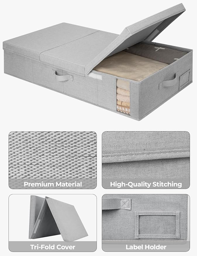 StorageWorks Under Bed Storage with Lid with Underbed Storage Bins