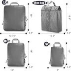 BAGAIL 5 Set Ultralight Compression Packing Cubes Travel Accessories Expandable Packing Organizers(Grey)