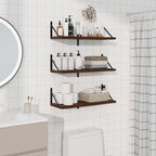 Shelves for Wall, Floating Bookshelves with Brackets, 24 inch Floating Shelves Set of 3, Wall Shelf for Kitchen, Bathroom, Be