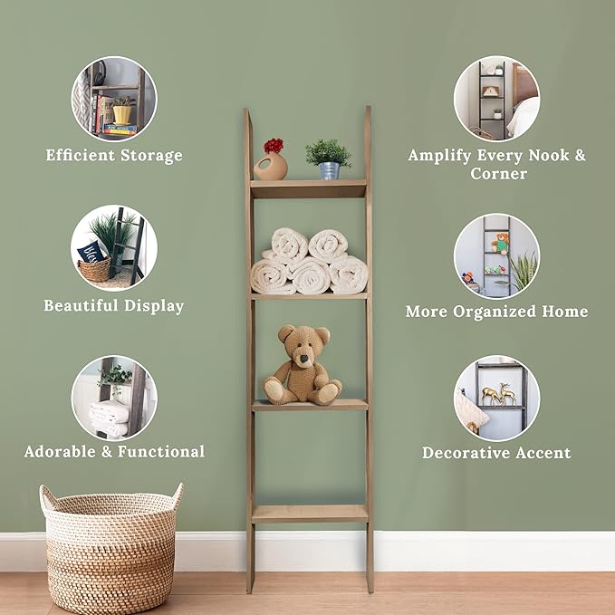 BARNWOODUSA Throw Blanket Ladder – Fully Assembled Reclaimed Wood – Rustic Decorative Ladder for Towels, Quilts, & More – Per
