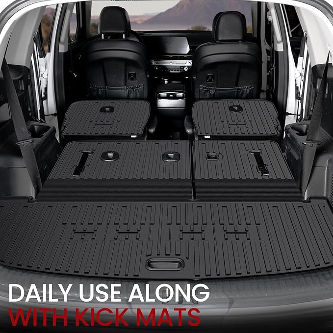 Kick Mats Backrest Mats for 2020-2024 2025 Kia Telluride 7 Passenger Captain Chairs Car Mats Accessories, All Weather TPE Interior Protector(2nd Row Backrest Mats)