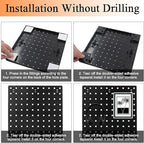 2 PCS Pegboard Wall Organizer, Self-Adhesive Peg Board Wall Panel Kits Pegboard Organizer and Storage Black Kits for Craft Ro