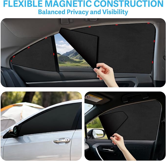ZATOOTO Car Window Shades Custom Fit for Toyota Corolla 2019-2024 4-Pack Car Window Covers with 100% UV Protection and Total Blackout Privacy Heat Insulation for Family Travel Baby and Pet Safety