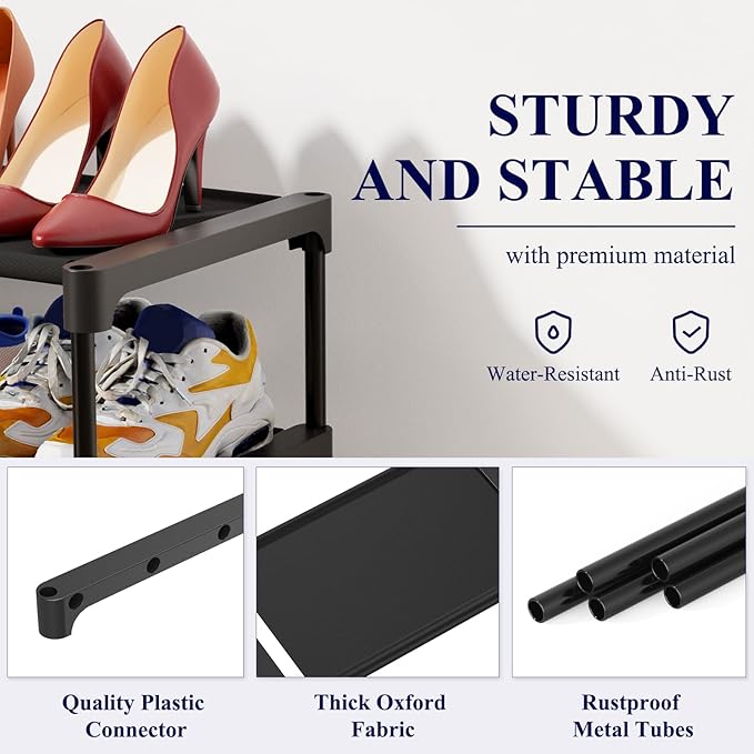 Kitsure Shoe Rack - Non-Woven Shoe Rack Shelf, Shoe Organizer for Closet, Entryway, Garage & Corridor, Stackable Shoe Shelves