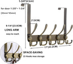 Dseap Over The Door Hook Hanger - Fits 1 3/8" to 1 3/4" Standard Doors | 5 Tri Hooks Heavy Duty Towel/Coat Rack | Door Organi