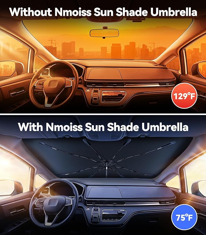 Windshield Sun Shade Umbrella for Honda Odyssey - [Vinyl Coating Heat Shield] Protect Car from Sun Rays & Heat Damage Keep Cool and Protect Interior, Spring Structure Edge