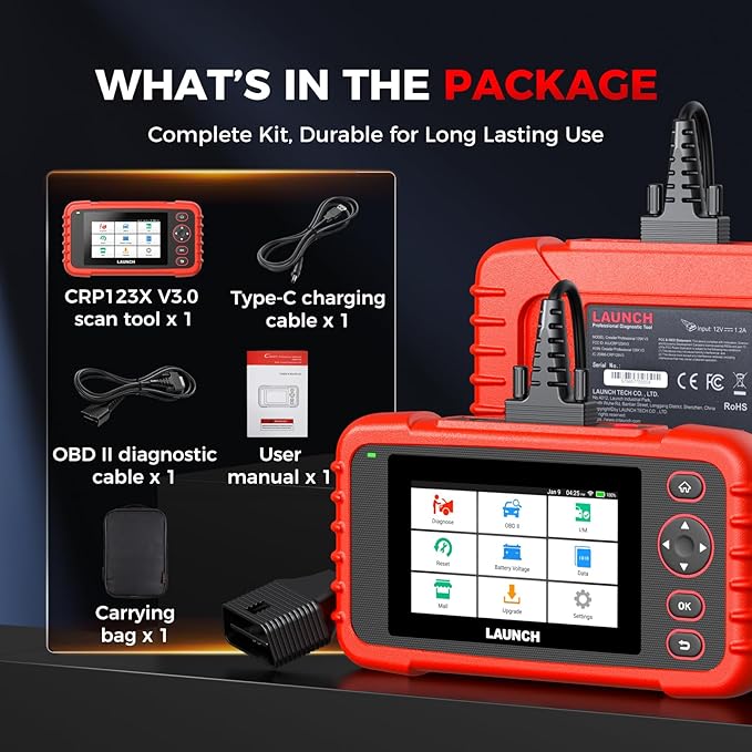Launch OBD2 Scanner CRP123X Elite V3.0, 2025 Lifetime Free Update Diagnostic Scan Tool Supports CAN FD DoIP, Car Engine Code