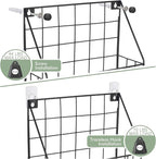 Mail Holder Magazine Basket - 1 Pack Black Wall Mount File Organizer Rack of Wooden Style with Adhesive Mounting - Metal Wire