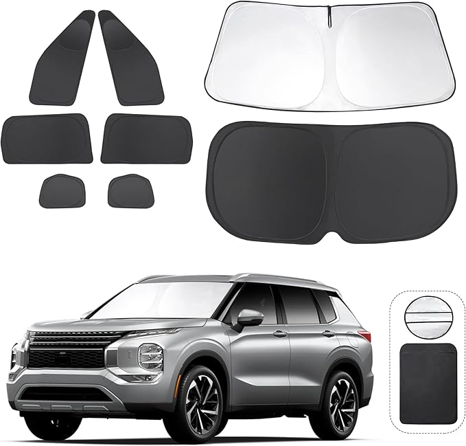 TINGLU Window Shades for Mitsubishi Outlander 2022-2025 2026(NOT for Outlander Sport) Accessories Car Side Full Windows Rear Windshield Sun Shade Camping Sun UV Rays Privacy Protection 8PCS