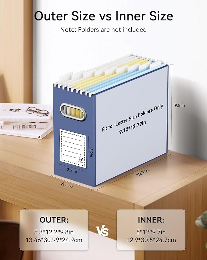 Oterri Cardboard File Organizer Box for Hanging File Folders Letter Size,File Box for Computer Desk,File Cabinet,Working Home