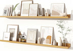 Fun Memories Picture Ledge Shelves Set of 2, 48 Inch Rustic Wall Mounted Floating Shelves with Lip for Home Storage and Décor