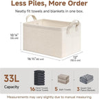 StorageWorks Storage Bins, Shelves Baskets for Organizing, Large Fabric Closet Organizers with Handles, Metal Frame, Beige-Co
