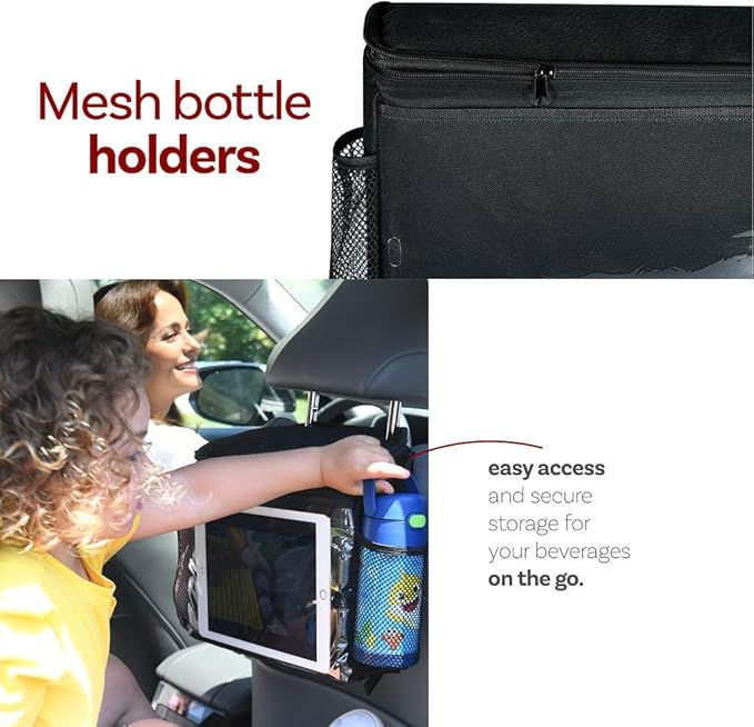 lebogner Insulated Car Seat Back Organizer + iPad And Tablet Holder, Auto Driver Or Passenger Accessories Organizer, Vehicle Front Seat Caddy, Personal Travel Cooler Storage Bag For Adults & Kids