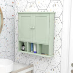 TaoHFE Green Bathroom Cabinet,Bathroom Wall Cabinet with 2 Door Adjustable Shelves,Over The Toilet Storage Cabinet,Green Bath