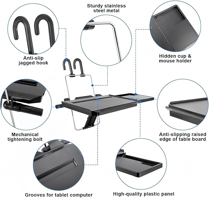 Car Steering Wheel Desk Compatible with Ford F150 F250 F350 F-150 F-250 F-350, Foldable Back Seat Tray Table, Car Steering Wheel Tray for Laptop Eating Writing, Travel Car Accessories,B