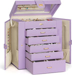 AKOZLIN Extra Large 6-Tier Jewelry Box Organizer Functional Huge, 5 Drawers Leather Jewelry Storage Case for Women Girls Ring