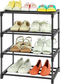HITHIM 4-Tier Small Shoe Racks, Narrow Shoe Rack for 6-8 Pairs Shoe Storage,Kids Shoe Racks for Small Place,Lightweight Stack