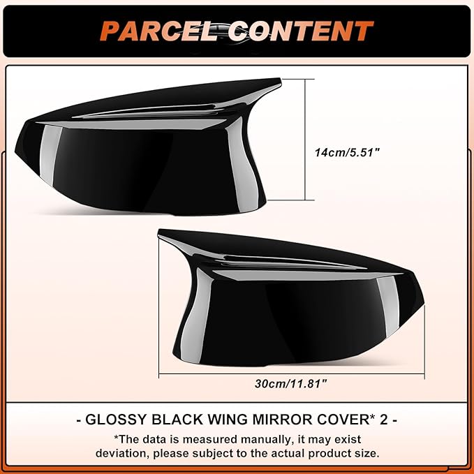 ACLONG Glossy Black Mirror Cover Caps Rearview Side Mirror Covers Fit for Infiniti Q50 2014-2022 Infiniti Q60 2017-2022 Left Driver Side Right Passenger Side-2 PCS