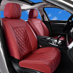 Huidasource Red Seat Covers, Nappa Leather Car Seat Covers, Automotive Seat Covers Velcro Adjustable, Compatible with Airbags