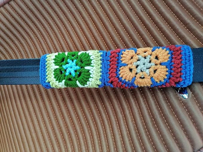 YDM Crochet Steering Wheel Cover, Sunflower Design, Standard Size (14-15 inches), Cotton, Slip Resistant, Elastic, Customizable Color, Gift Idea