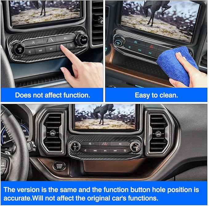 Autorder Custom Fit for Accessories 2021 2022 2023 2024 2025 Ford Bronco Sport Carbon Fiber Button Frame Panel Cover Center Console Interior Trim