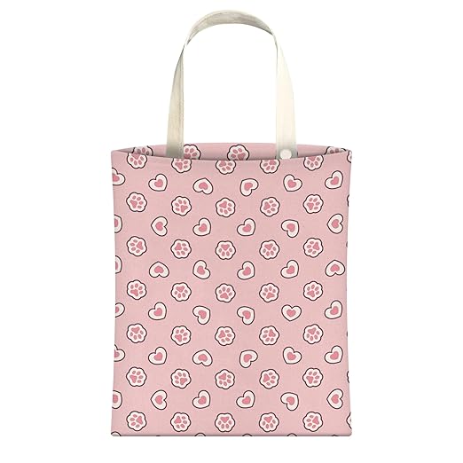 Cute Car Trash Can, Hanging Canvas Car Back Seat Organizer and Storage Bag, Funny Car Trash Bag For Travelling, Outdoor Cute Pink Heart Paw