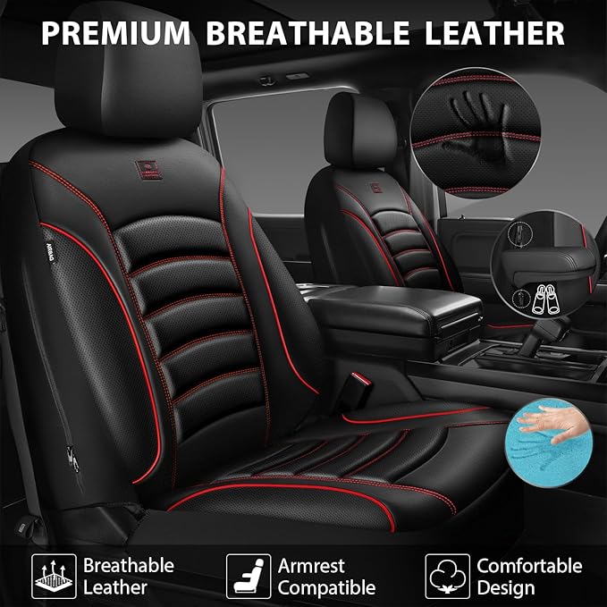 CAR PASS 3D Foam PU Leather Car Seat Covers, Universal Seat Covers Front 2 for Trucks SUV Sedan Automotive Seat Covers Armres